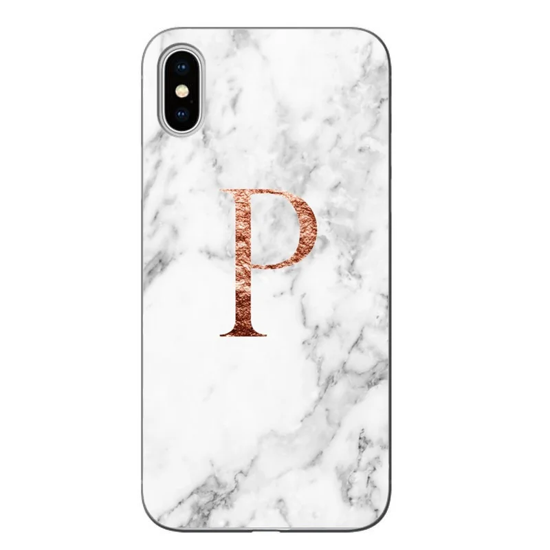 Розовый Пользовательское имя письмо монограмма розовый мрамор A B K Q для iPhone X XR MAX чехол для iPhone 5S 6 6s 7 8 Plus Жесткий Чехол для ПК - Цвет: Розовый