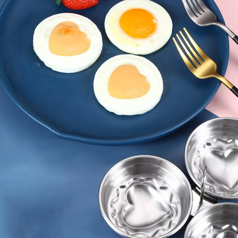 

Stainless Steel Steamed Egg Mold Household Egg Steamer Creative Heart Shaped Egg Poachers Kitchen Supplies