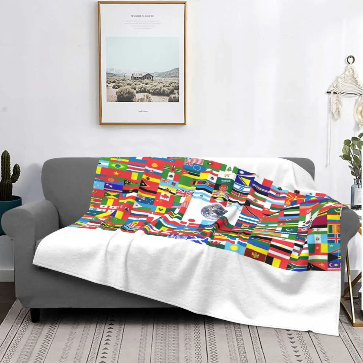 

Manta combinada con la bandera del mundo, para cama colcha a cuadros, edredón para sofá, manta de verano, colcha, 220x240