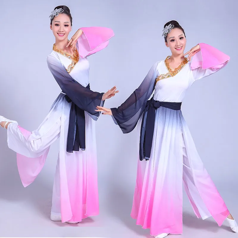 

Китайский стиль Hanfu классические танцевальные костюмы для взрослых женщин Yangko танец Национальный веер для танцевального костюма