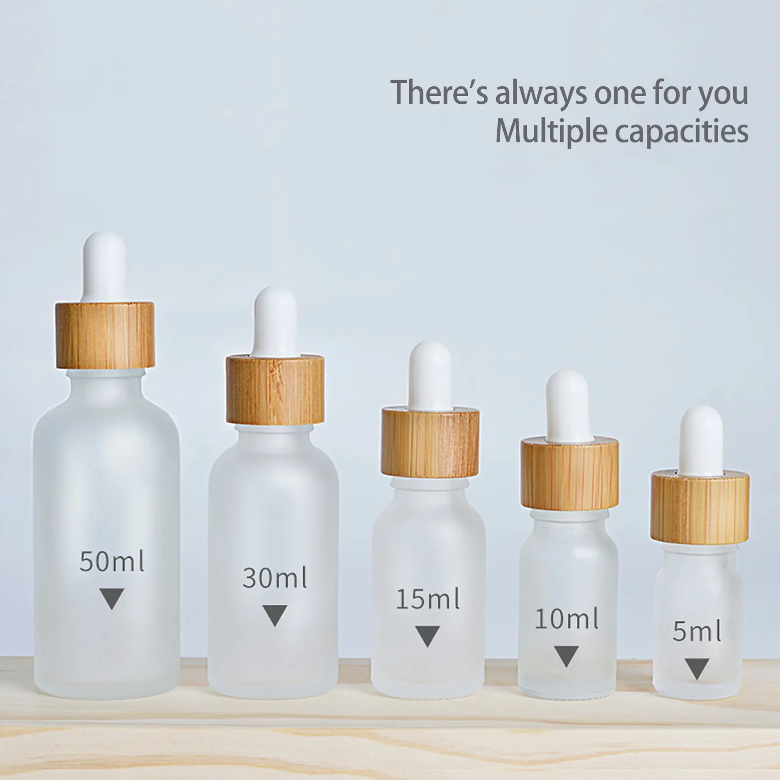

5ml 10ml 15ml 30ml 50ml frosted dropper bottle with bamboo lid Pipette Bottles Refillable high-quality thick frosted glass