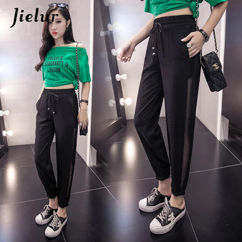 Jielur новые тонкие шифоновые брюки женские повседневные уличные шаровары боковые