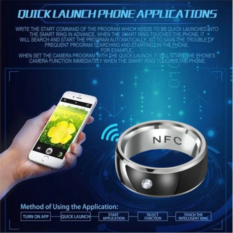 otoky 2021 new men couple ring technology nfc smart digital finger rings for android phones functional stainless steel rings free global shipping