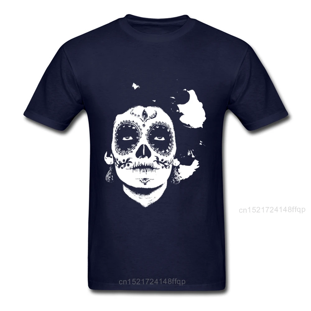 Мужская черно-белая футболка с принтом la Calavera de Catrina хлопковая короткими рукавами