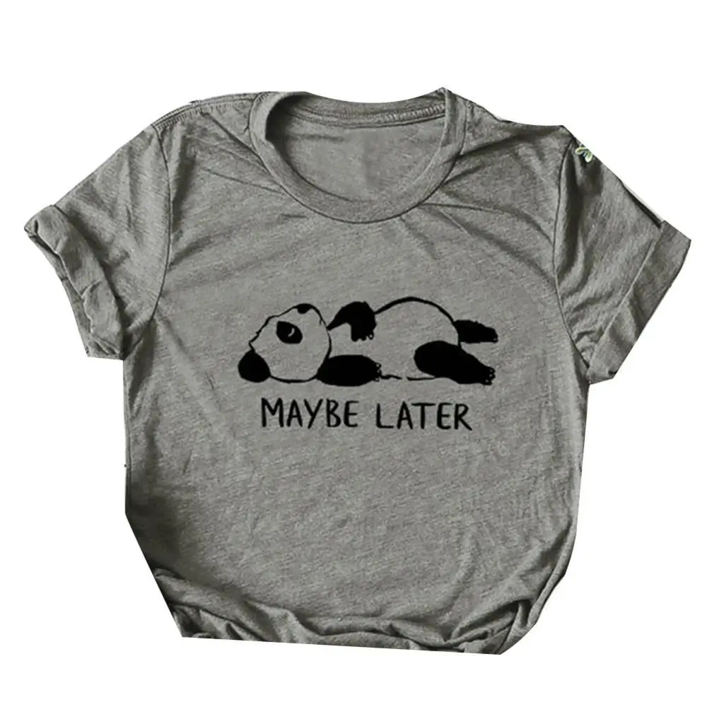 

Cute Cartoon Panda Letter Print Women Plus Size Summer T-Shirt Short Sleeve Top