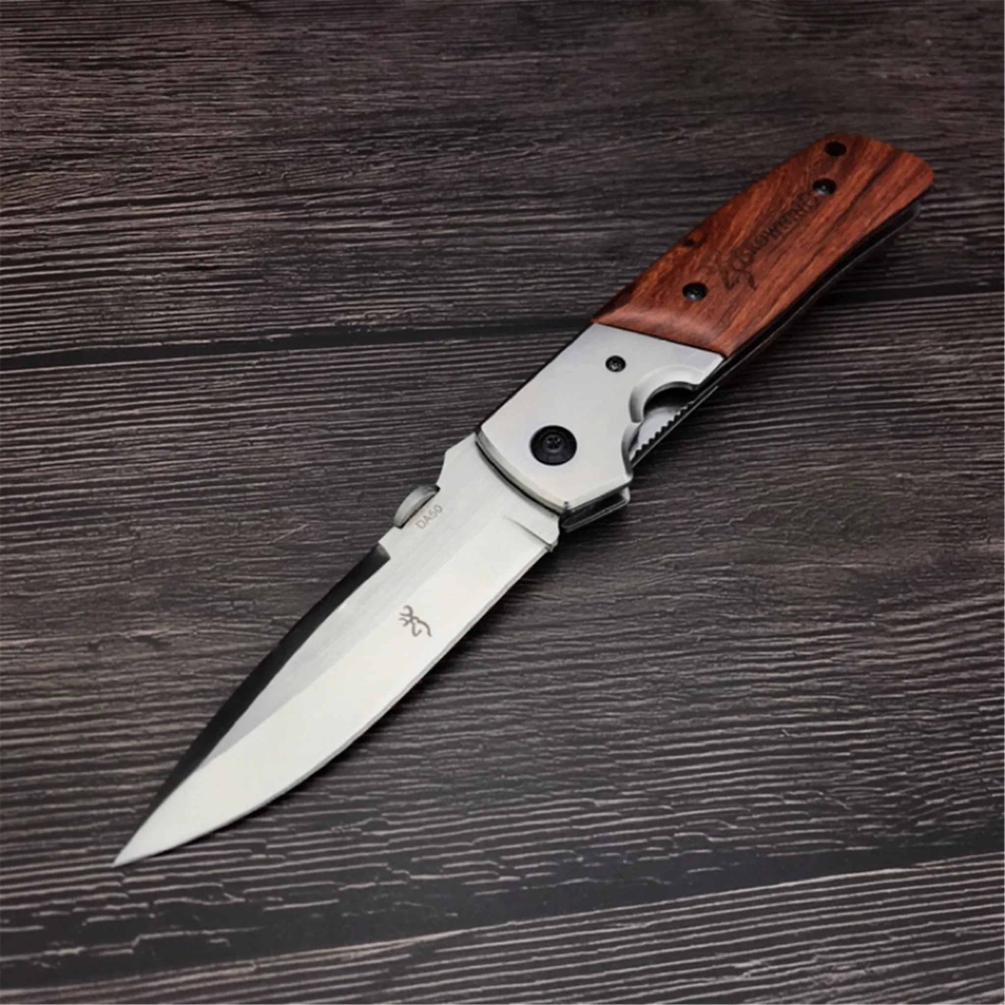 

Browning DA50 Folding Knife 5Cr15MOV Blade Wood Handle Outdoor Camping Hunting Survival Tactical Utility Pocket EDC Tool Knives