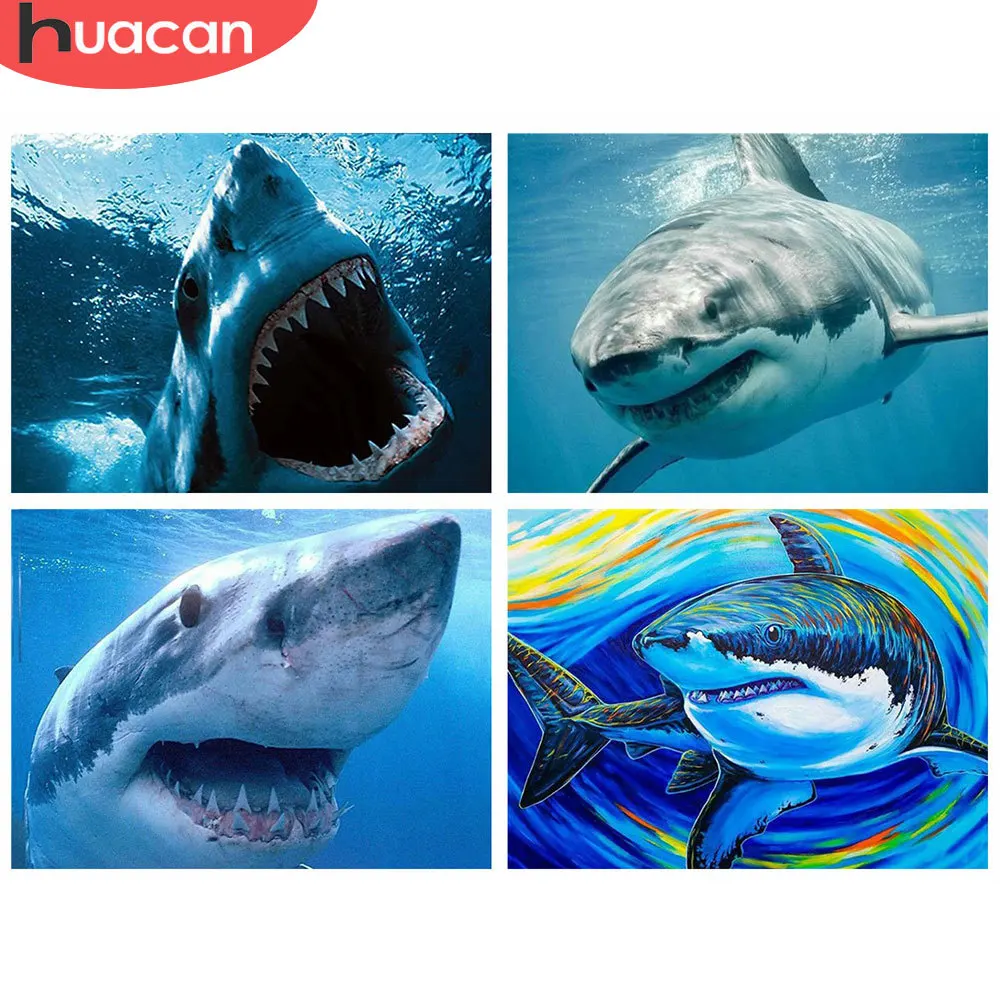 

HUACAN Diy Diamond Painting Shark Mosaic Sea Home Decor 5D Diamond Embroidery Cross Stitch Animal Handmade Gift