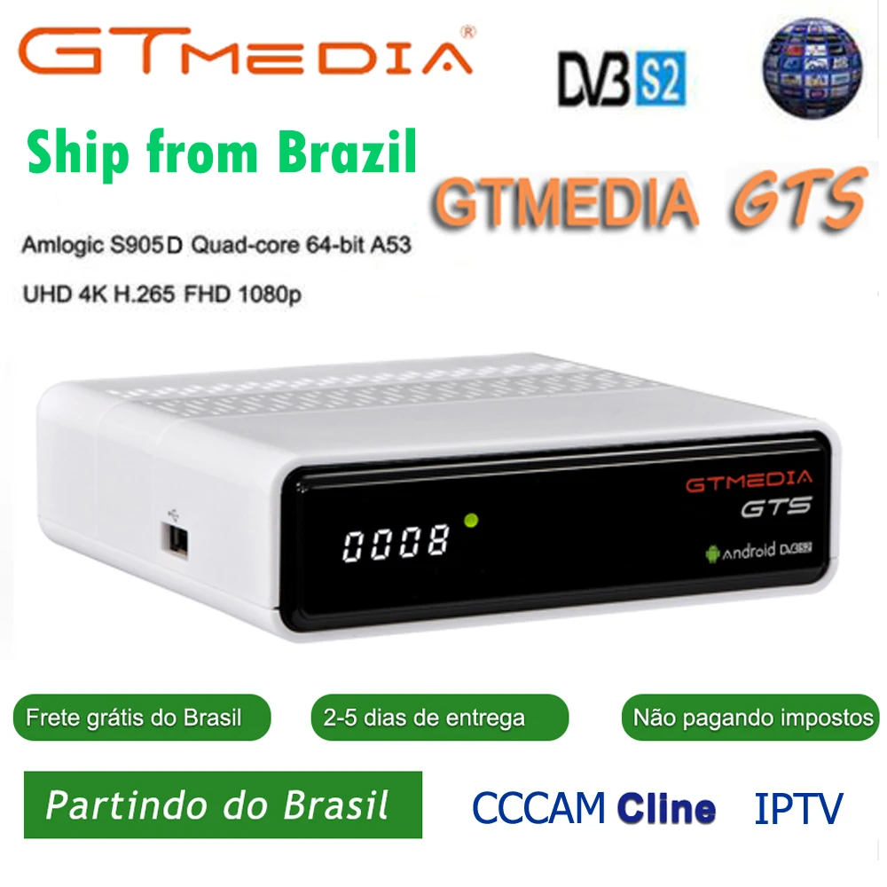 Freesat GTmedia GTS Android 6,0 Смарт ТВ BOX Amlogic S905D комбо DVB-S2-цифра спутниковый телевизионный ресивер 2G/8GB BT4.0 ТВ коробка бразильский IP ТВ