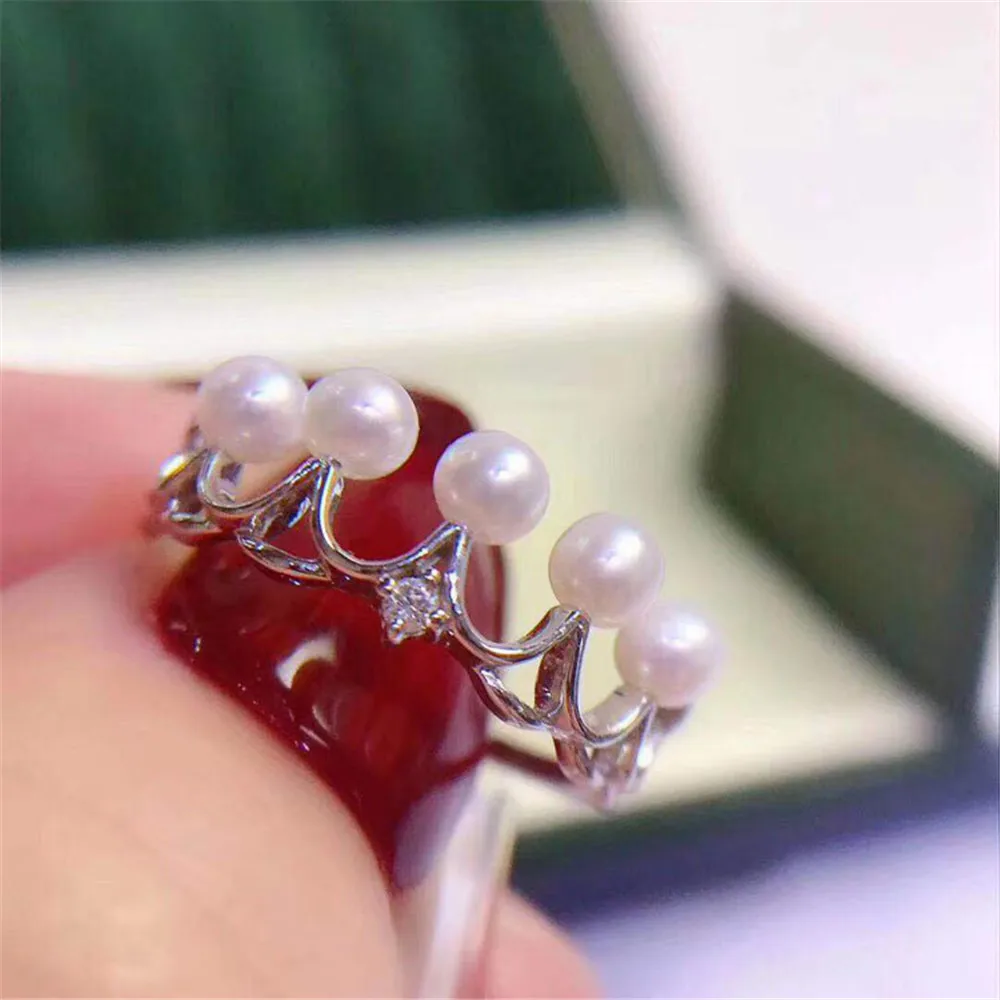 

Ring Mount Pearl Accessories Adjustable Size 925 Sterling Silver Ring Jewelry DIY No Pearl