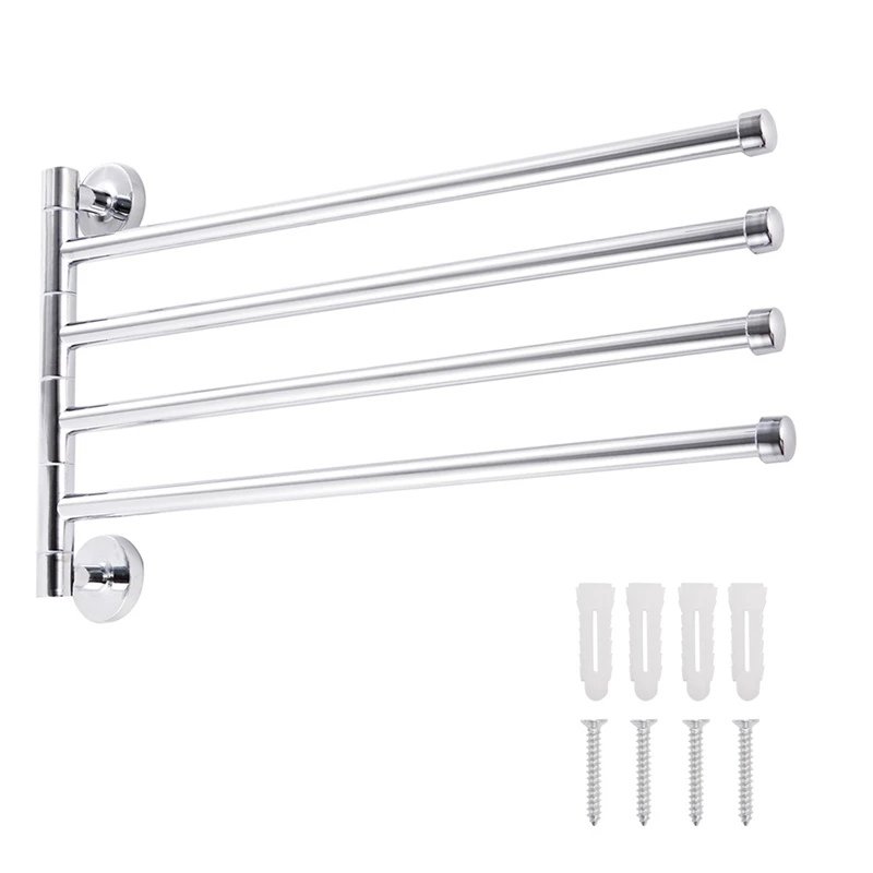 

2/3/4 Bars Stainless Steel Towel Shelf Wall-Mounted Rotating Rail Hanger Towel Holder Bathroom Holder Shelf Adhesive Force