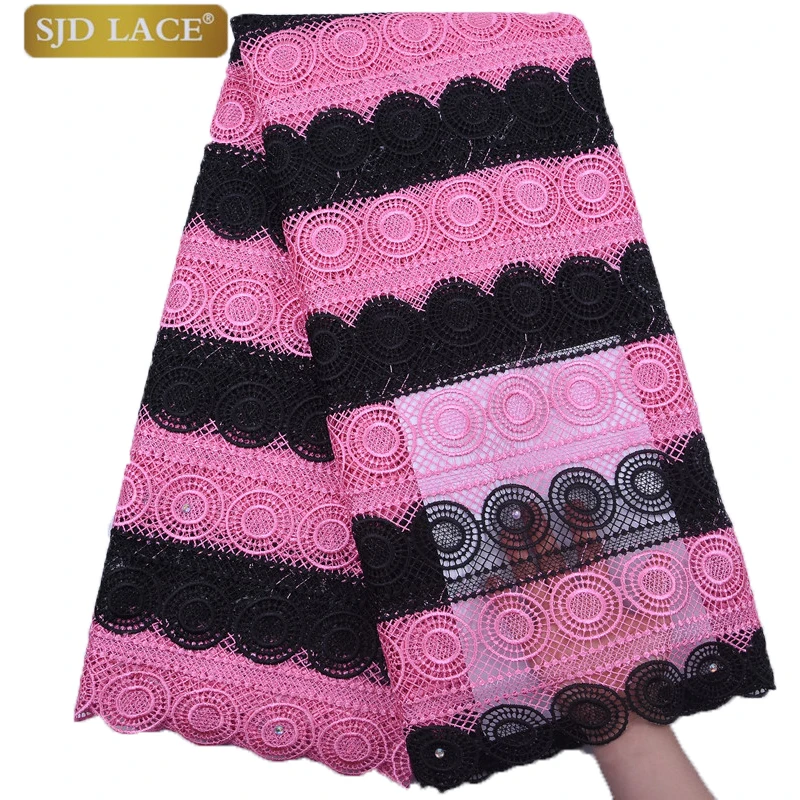 SJD кружево 100% гипюр шнур африканская сухая кружевная ткань с Стразы высокое