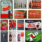 Металл жестяные пластинки знаки лед холодная Кола Напитки Ретро Искусство Плакат для кафе бар кухня тарелка живопись деревенский дом наклейки на стену Декор