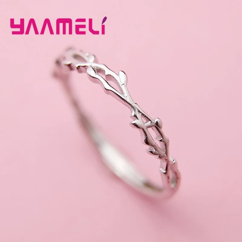 

VintageTree Branch Thorns Wedding Band Ring Sterling Silver S925 Finger Jewelry for Women Girl Open Adjustable Size
