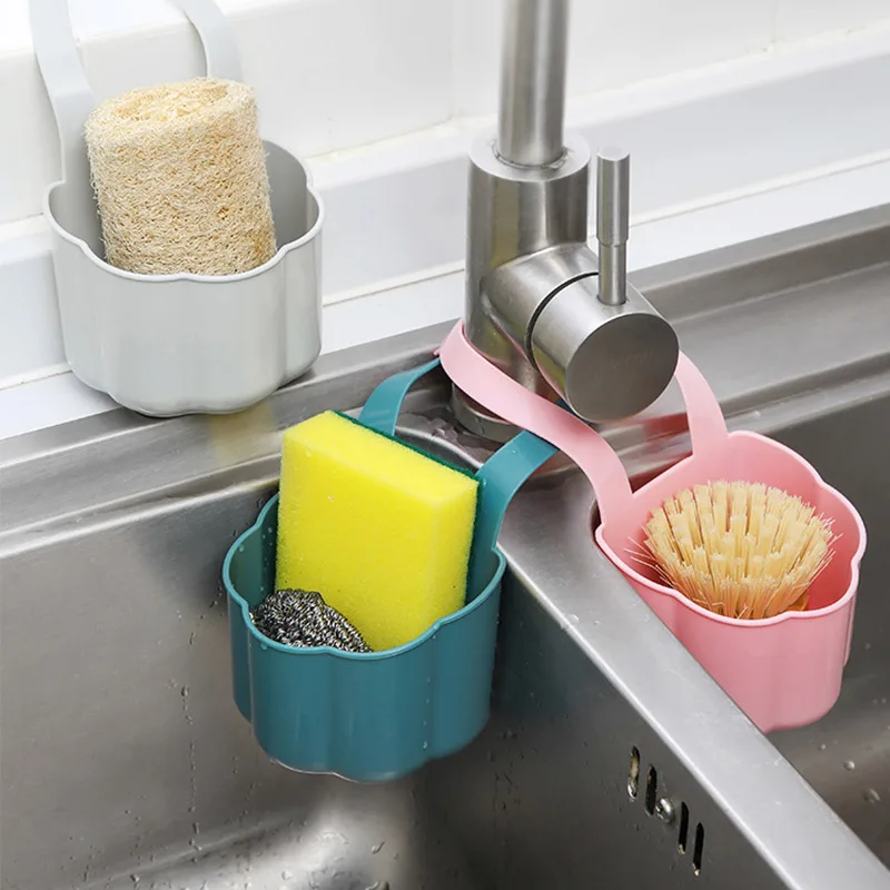 

Kitchen Sink Sponge Storage Drain Rack Bathroom Faucet Hanging Basket Sponge Soap Debris Rack Home Countertop Organizer Shelf