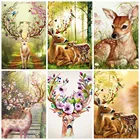 Алмазная живопись HUACAN с квадратными стразы s олень цветок Алмазная мозаика вышивка животные Стразы картины