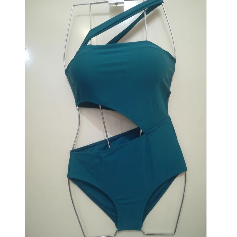 

2021 Women's Swimwear Fashion Bikini Sexy Halter One Shoulder Small Chest Gathering Thin Swimsuit Two-piece One-piece