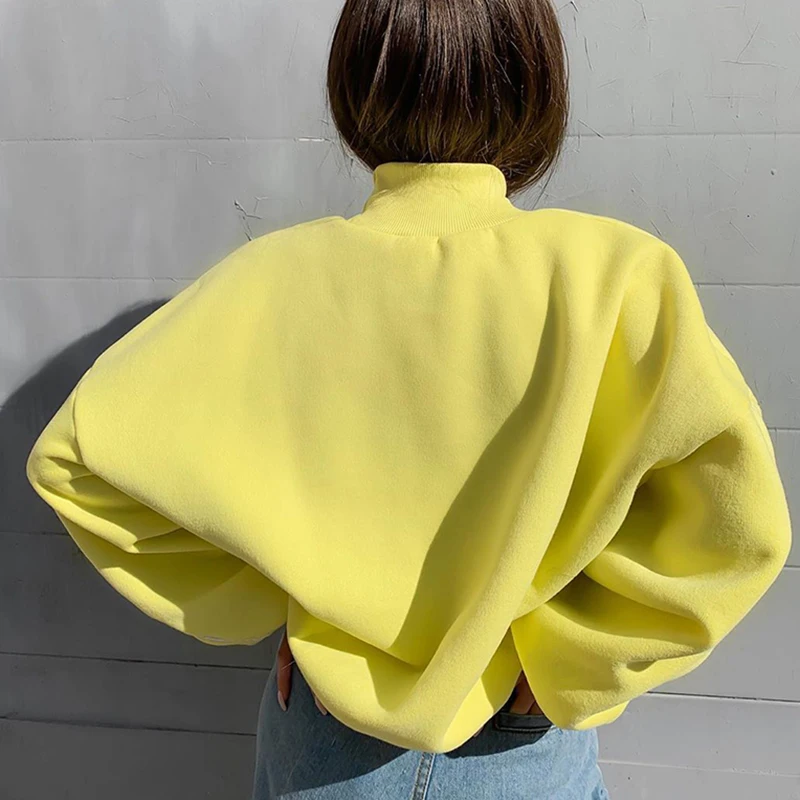 

Rockmore Oversize Long Sweatshirts For Women Y2K Solid Aesthetic Hoodies Full Sleeve Pockets Harajuku Hooded Hoodie Tops White