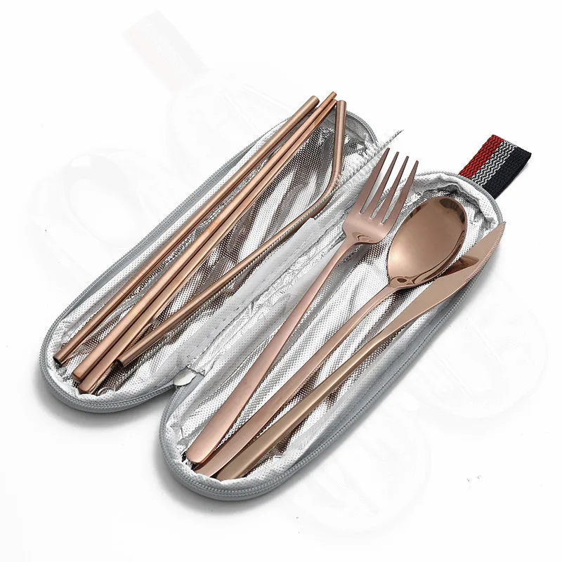 

Travel Cutlery Set Knife Chopstick Set Set Cutlery Stainless Steel Fork Tableware Cutlery Rainbow Travel Set Portable