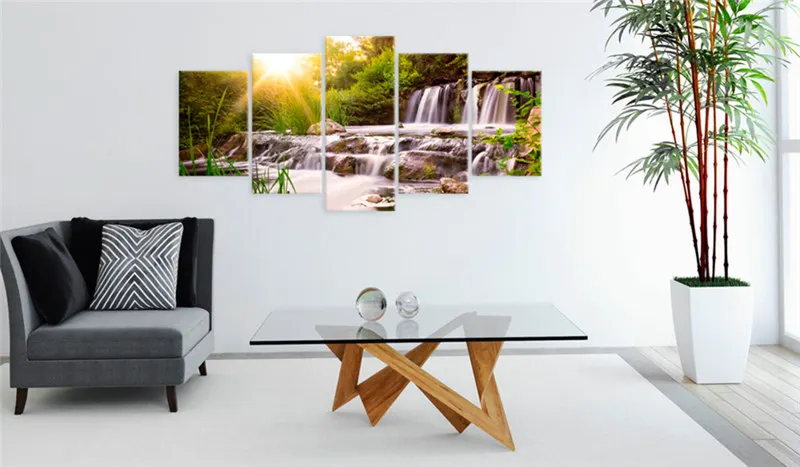 Холст домашний Декор 5 шт. сильный водопад естественная Красота Картина