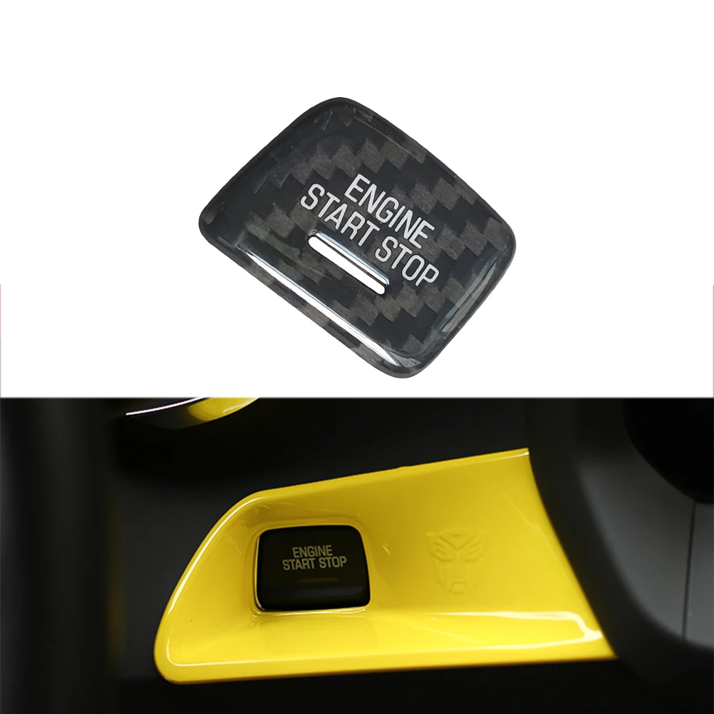 

Car Accessories Start Stop Engine Button Cover Case Black Carbon Fiber For for Chevrolet Camaro Corvette C7 2016up