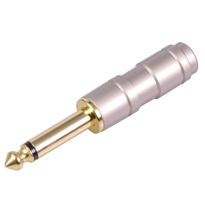 10 шт. роскошный Гладкий позолоченный Аудио разъем 6 35 мм моно штекер в сборе