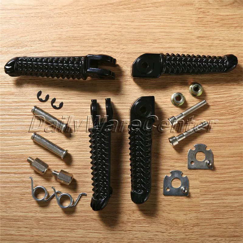 

Motorcycle Front Rear Footrests Foot Pegs Black/Chrome For Yamaha YZF R1 2002-2012 YZF R6 2003-2011 YZF R6S 2003-2008