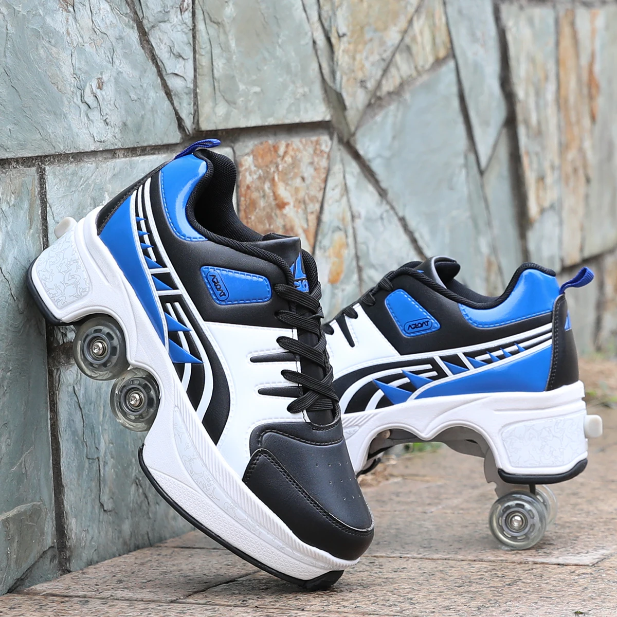 NEW-2 Hot Shoes Casual Sneakers Walk+Skates Deform Wheel Skates for Adult Men Women Unisex Couple Childred Runaway Skates Four-wheeled - Цвет: NEW-2