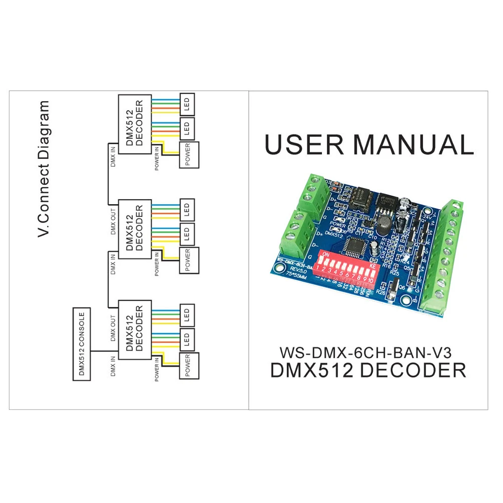 

6CH Easy DMX Controller,RGB LED dmx512 dimmer,LED decoder,DC5V-24V