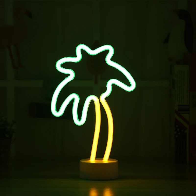 Coconut Tree Модная неоновая вывеска, светодиодный свет, праздничная вечеринка, романтические свадебные украшения, детская комната, домашний декор, луна, сердце, радуга, новинка, ночник - Испускаемый цвет: Coconut Tree