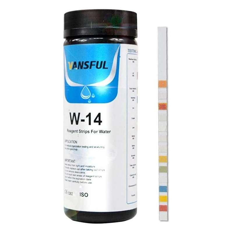 

Test Strip for Drinking Water,14 in 1 Water Quality Test Strips,Chemistry Test Strips,PH Test Strips for Pool Water, Etc