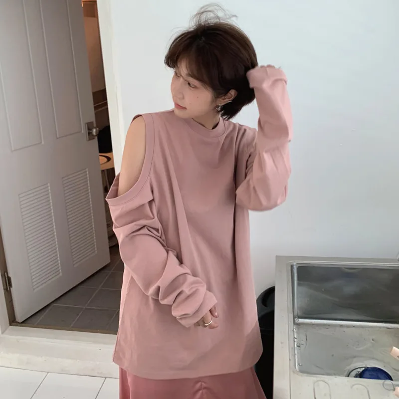 Женская ажурная Толстовка GALCAUR свободная кофта с круглым вырезом и длинными