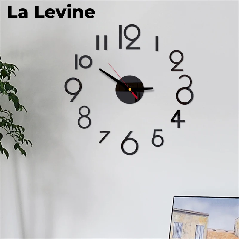 Цифровые настенные часы маленькие акриловые современные DIY 3D зеркальная