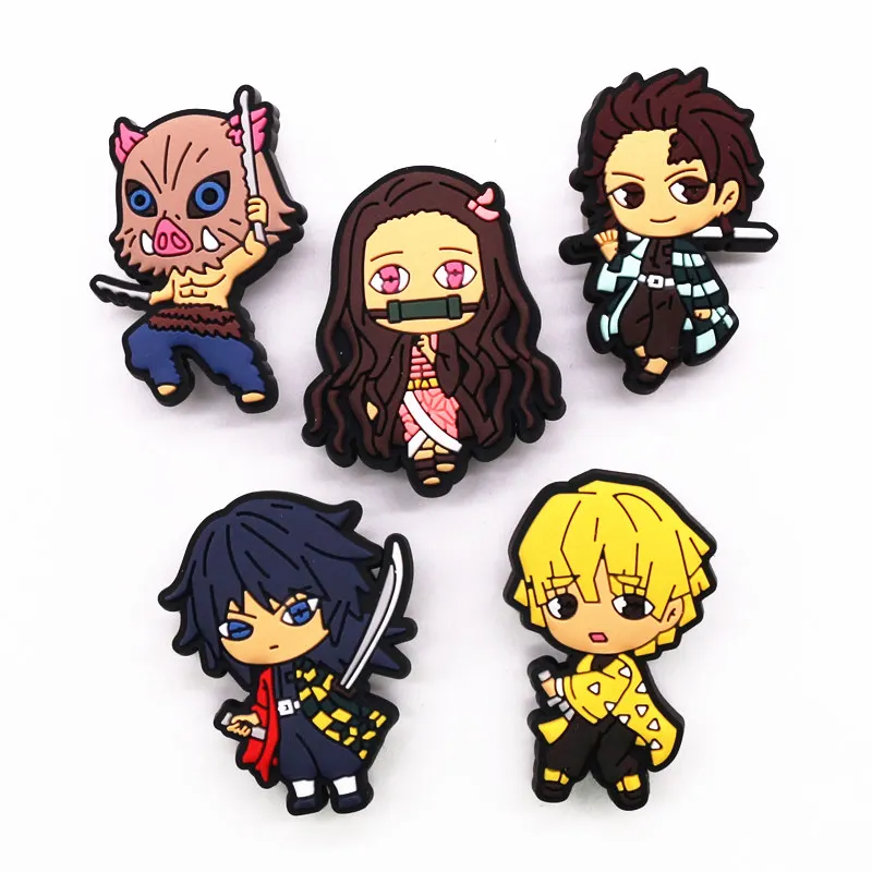 Comics Boar Juvenile Shoe Charms Novely Cartoon Sandals Accessories Nezuko Shoe Decoration for Croc jibz Kids Party X-mas Gifts