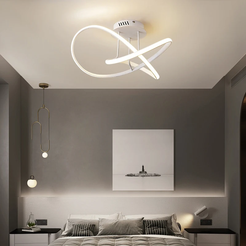 Современная светодиодная люстра черного/белого цвета для гостиной спальни