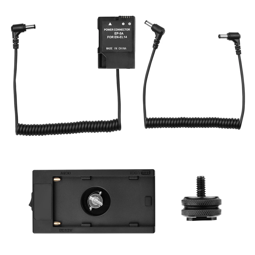 

NP-F970 F750 Battery Plate Holder Adapter with Dual USB Interface EN-EL15/14 Dummy Battery Coupler for Nikon D7000/D3100 Cameras