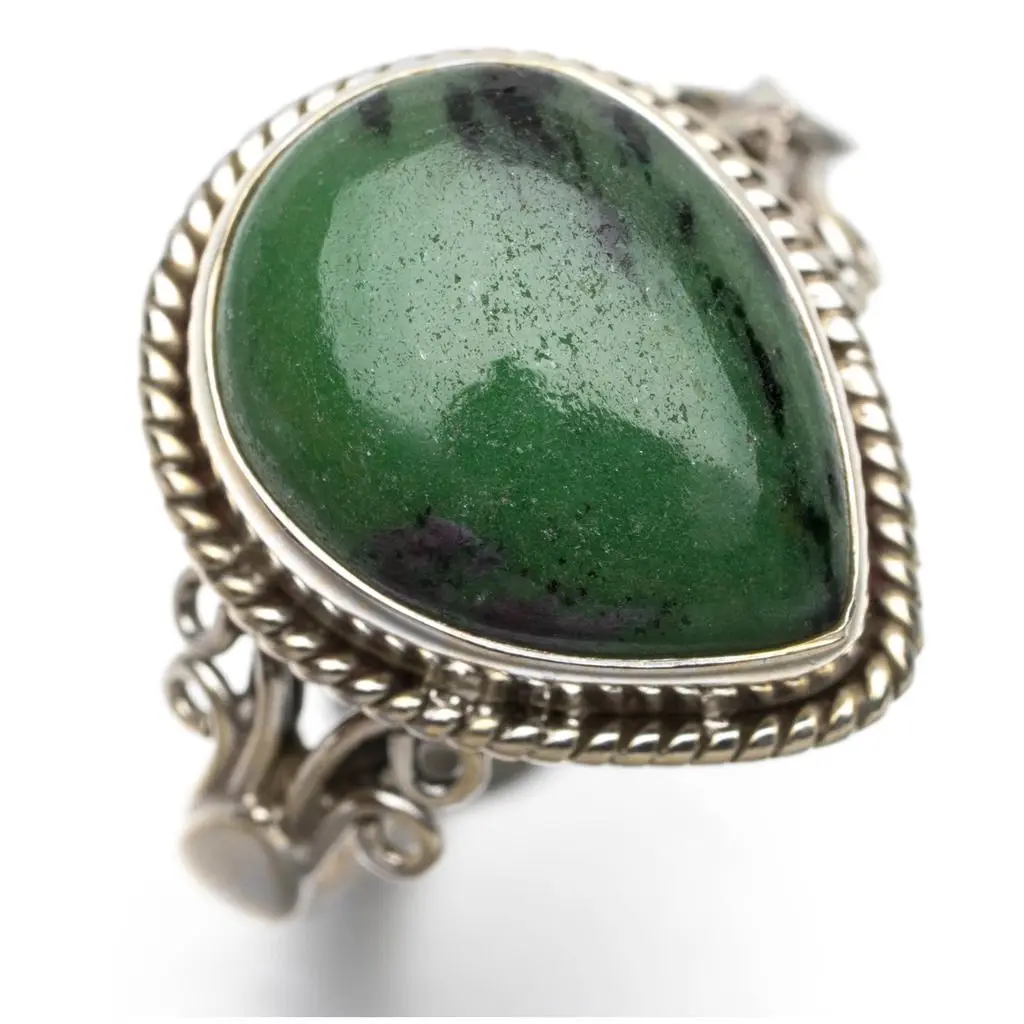 Натуральный рубин цоизит уникальный дизайн 925 пробы Серебряное кольцо Размер США