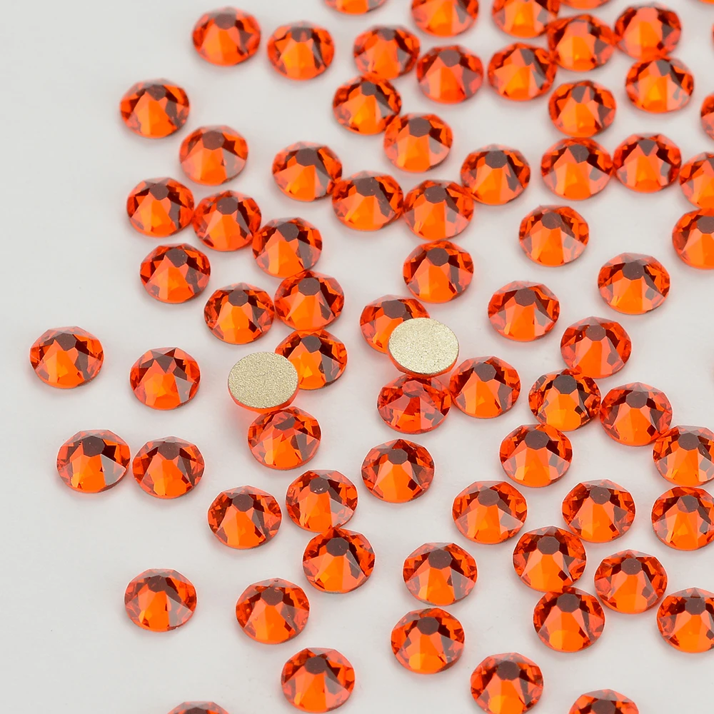 Стразы для дизайна ногтей High Brilliance Sun Orange с плоской задней стороной золотистой