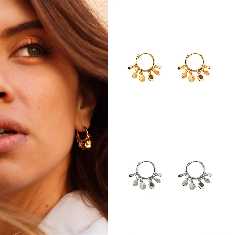 

Серьги-гвоздики женские из серебра 925 пробы с подвеской в виде диска