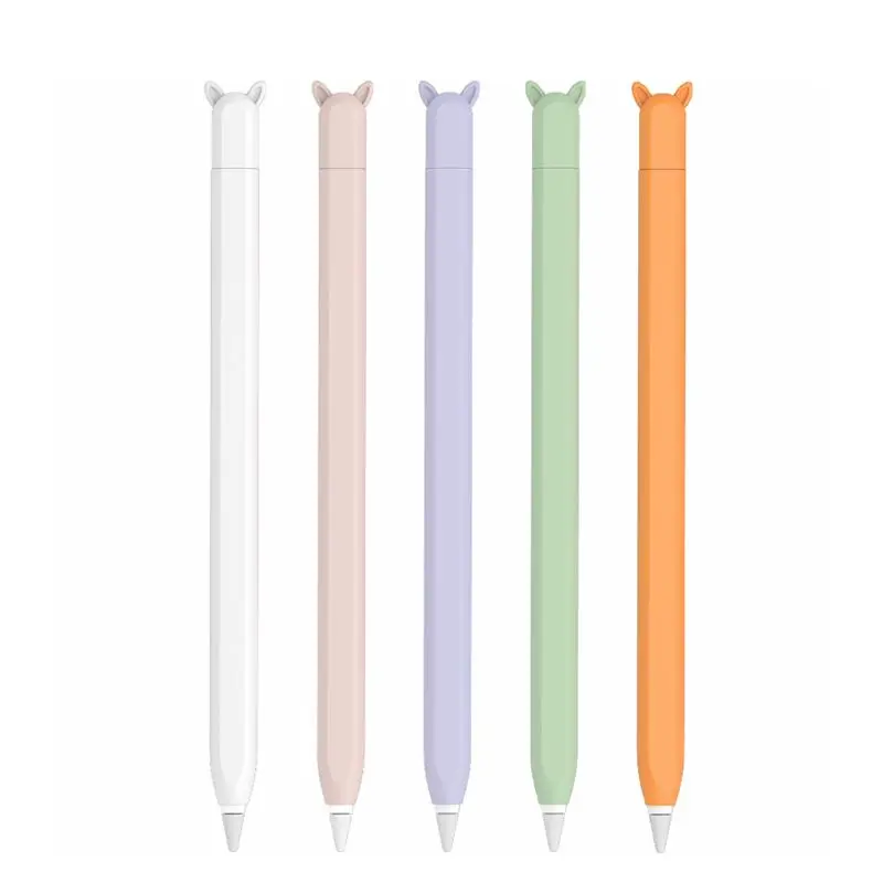 

Soft Silicone Cute Cat Ear Anti-scroll Protective Sleeve Pouch Case Skin Cover for Apple Pencil 2nd Generation