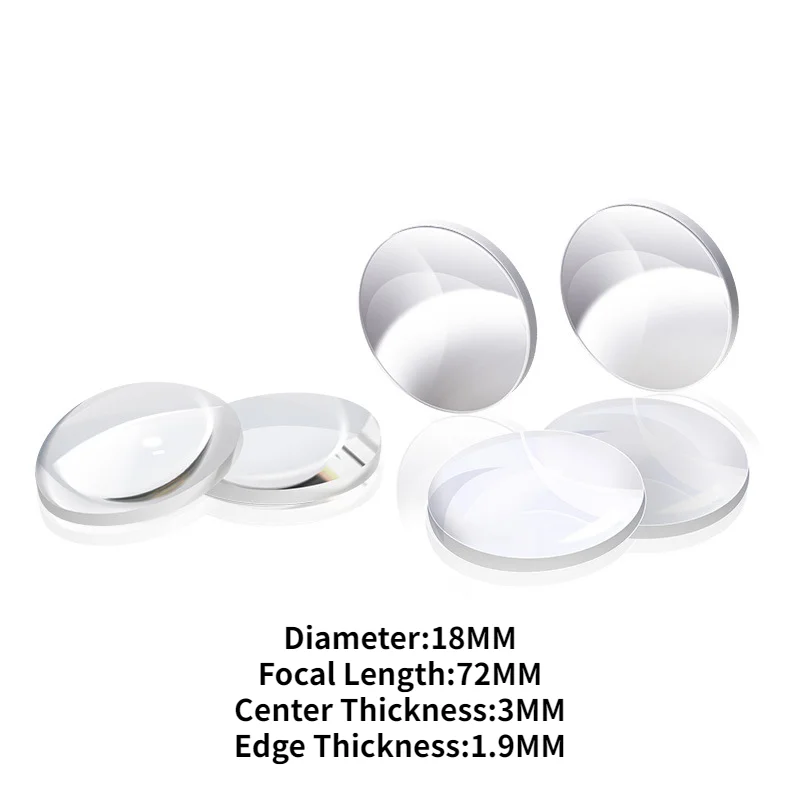 

K9 Plano Convex Diameter 18mm Focal Length 72mm Optical Film Large Glass Plano Convex Lens Convex Lenses Spherical Plano