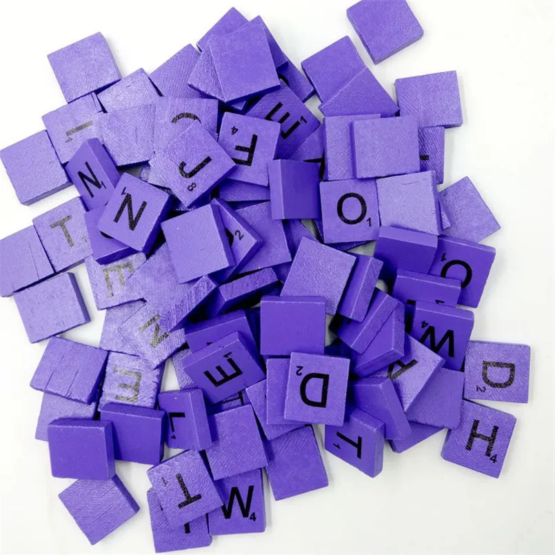 100 деревянные алфавиты Scrabble плитки черные буквы цифры резьба по дереву Valuabe