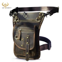 crazy horse leather design men small messenger mochila bag fashion travel belt fanny waist pack drop leg bag tablet pouch 2141