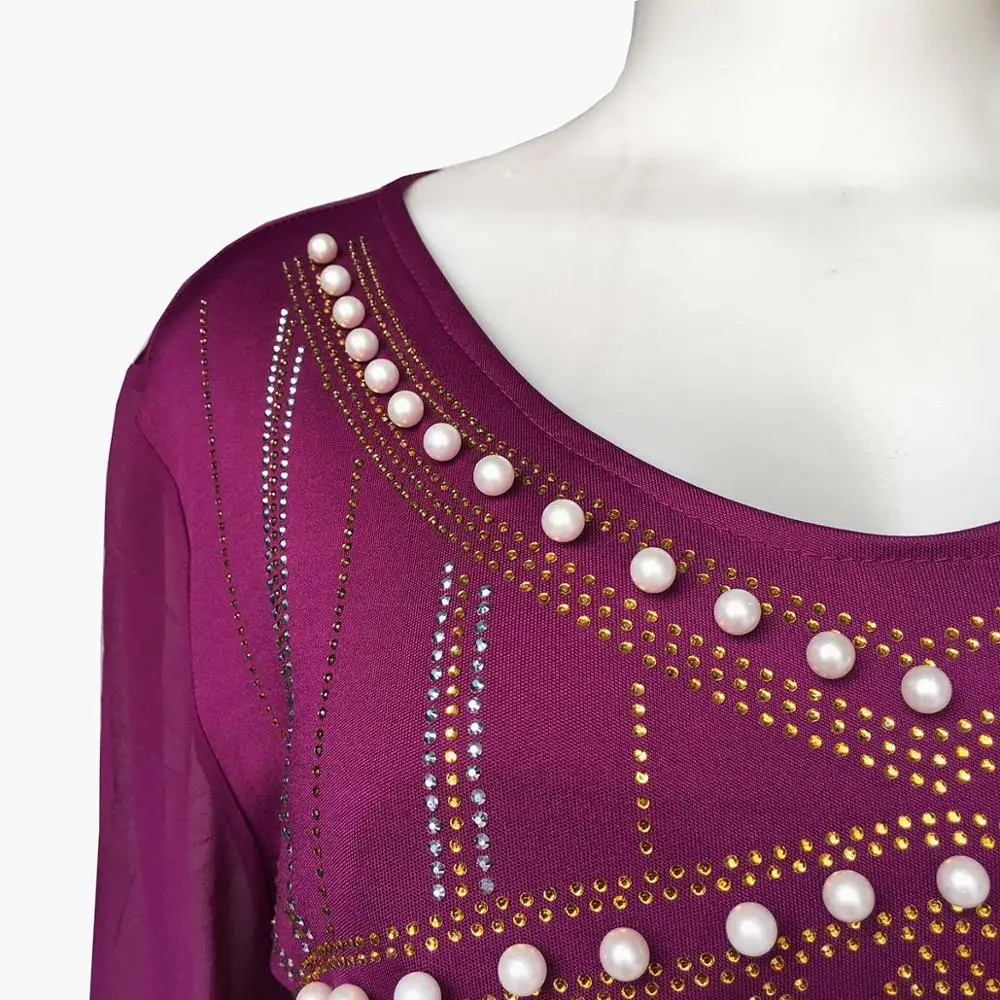 chiffon diamonds beading design maxi dress flare sleeve abaya slim asian african dashiki ramadan kaftan gown VKDR2058 | Тематическая