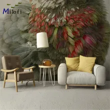 Milofi customized large wallpaper mural simple color hand-painted feather texture art TV background wall