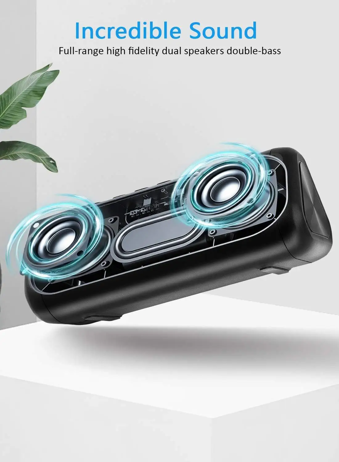 Портативный Bluetooth динамик на солнечной батарее с внешним аккумулятором 5000 мАч