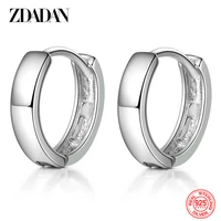 zdadan 925 sterling silver smooth hoop earrings for women fashion jewelry accessory