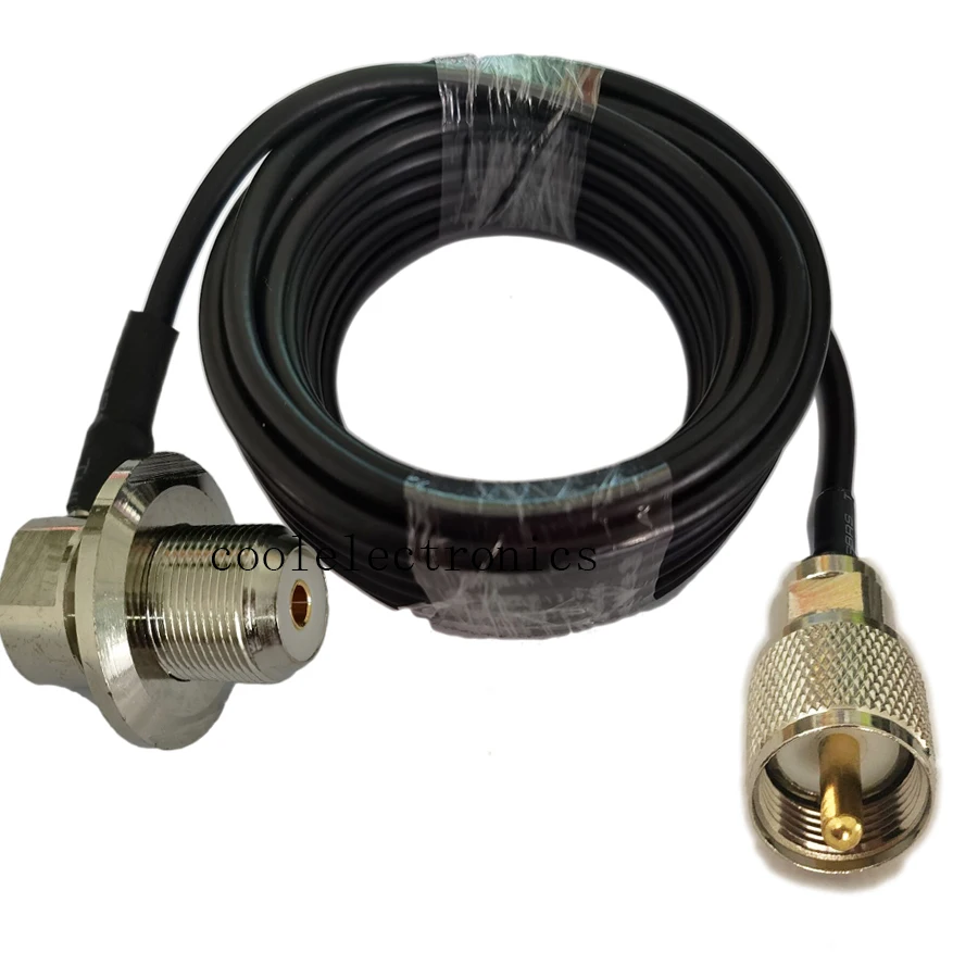 Длинный UHF PL259 штекер к SO239 гнездовой разъем для автомобильной мобильной радиоантенны RG58 коаксиальный кабель