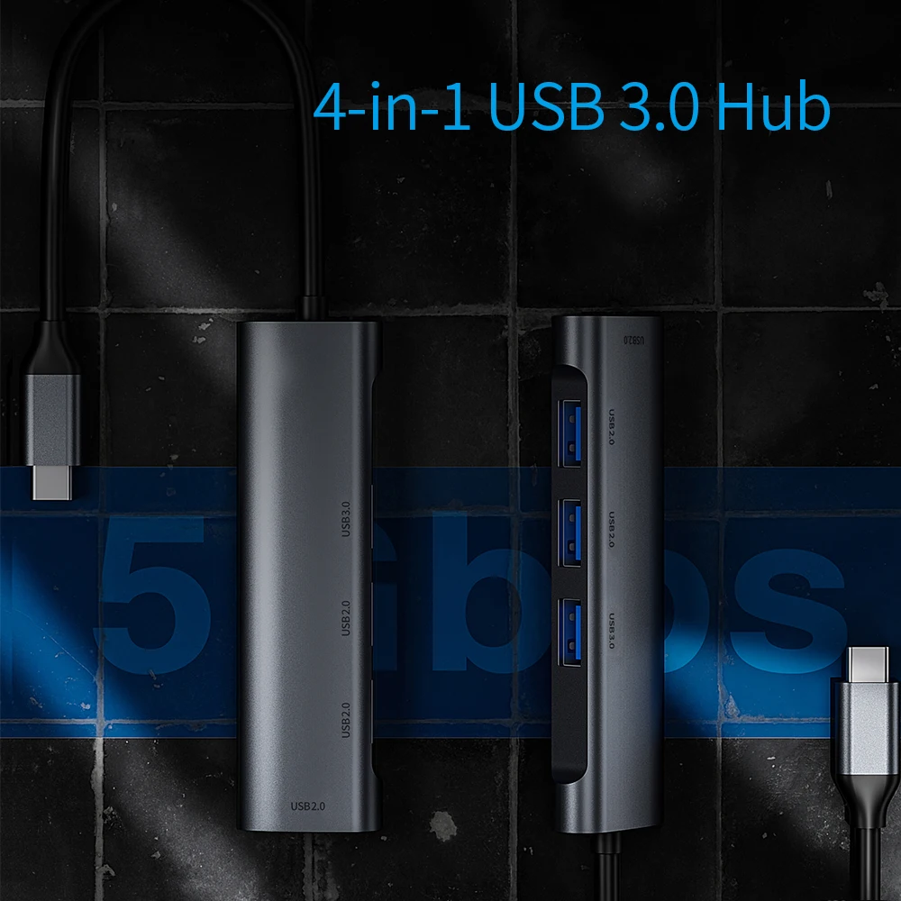 

5 IN1 USB-C Hub Type C to 4K HDMI 3.5mm Audio Jack Adapter USB C to USB 3.0/2.0 60W Type-C PD Laptop Docking Station For Macbook