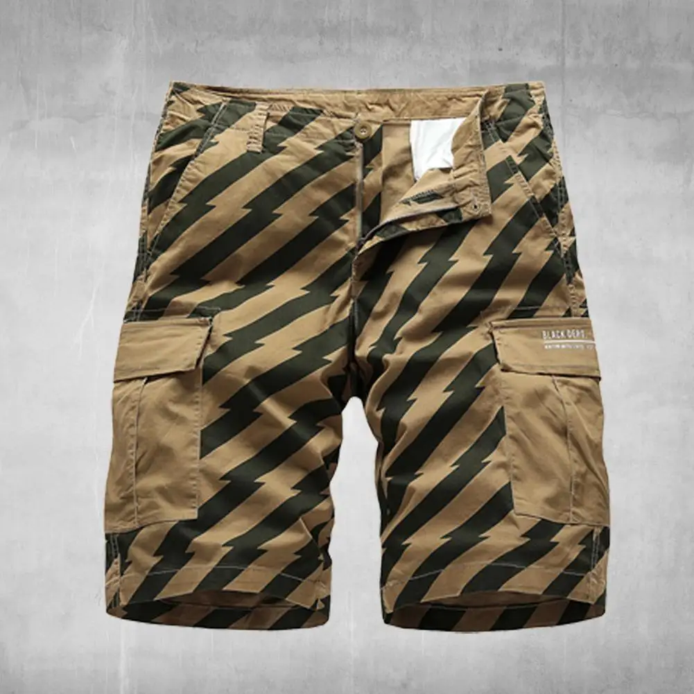 

Men Casual Multi-Pocket Military Shorts Pants Summer Fashion All-matched Multi-pockets Stripped Zipper Shorts Men Pants