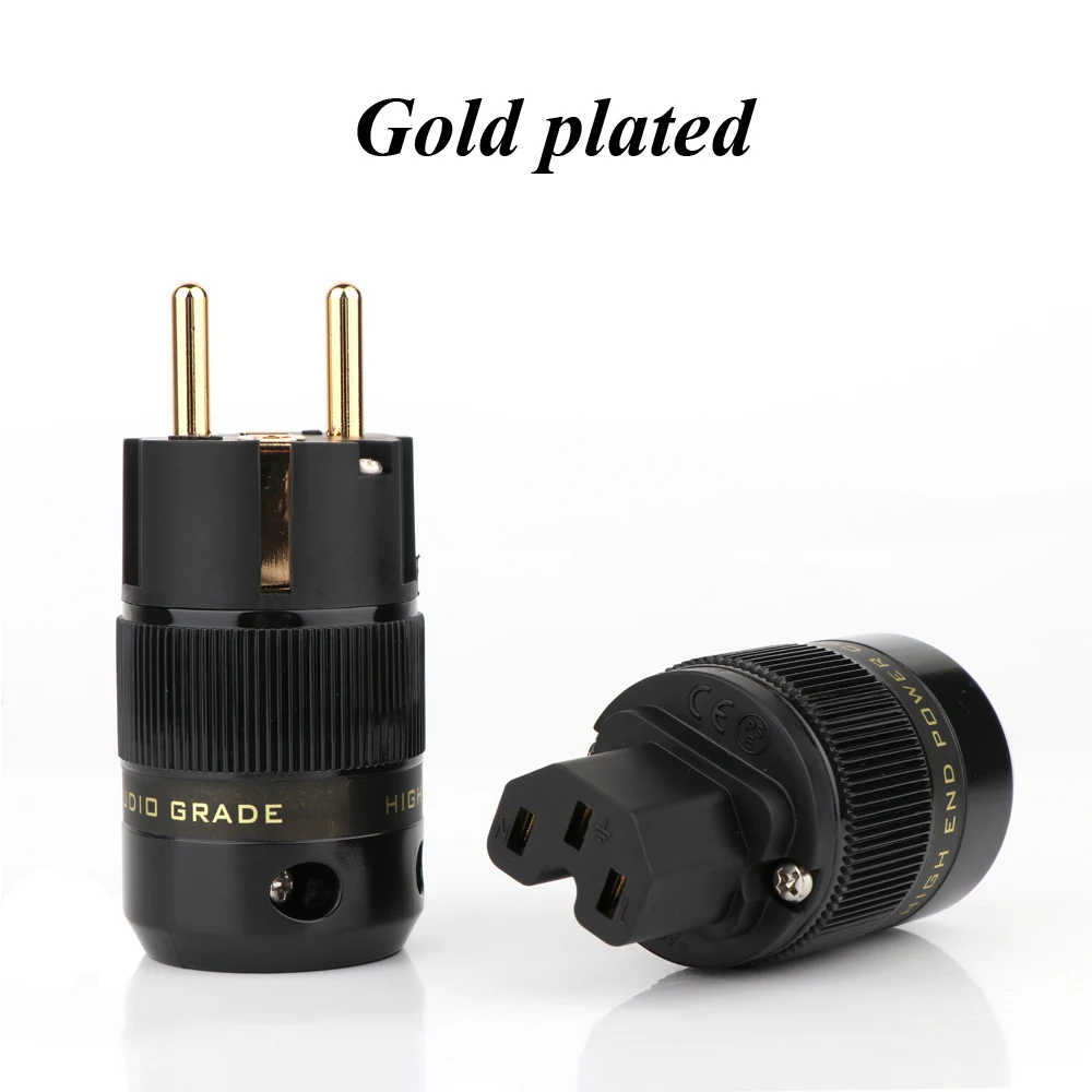 

High Quality Schuko Power Plug EU Plug Hifi European plug Male Female Power Plug 24K Gold plated Rhodium Silver Plated HIFI diy